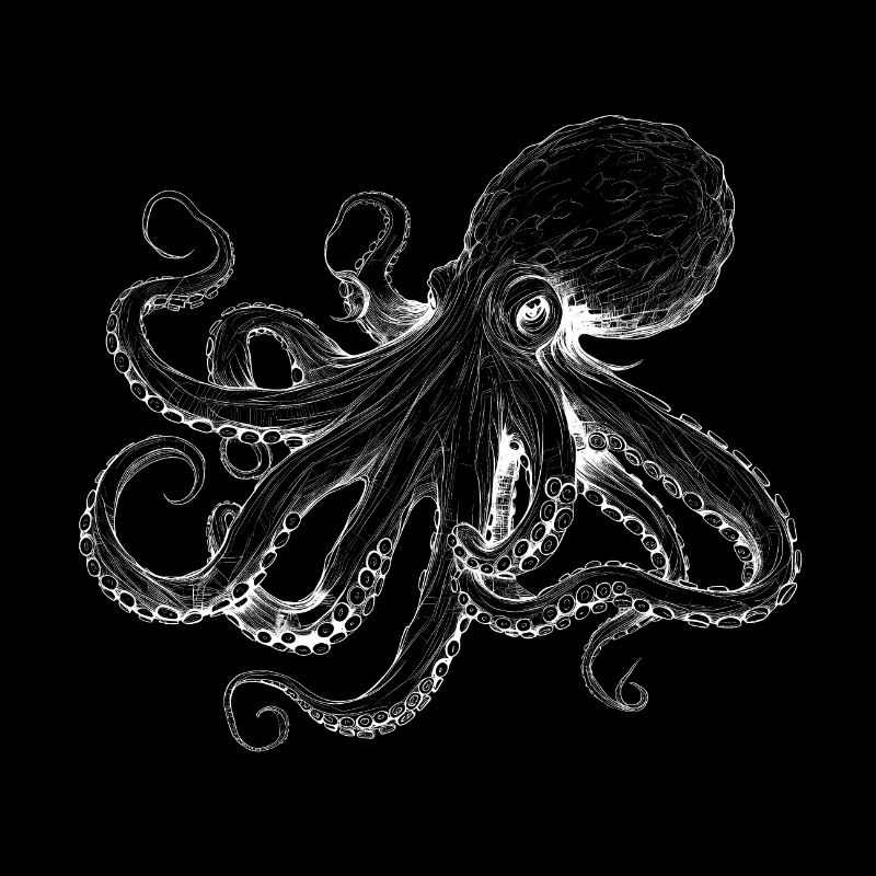 Tender octopus octopus illustration in white