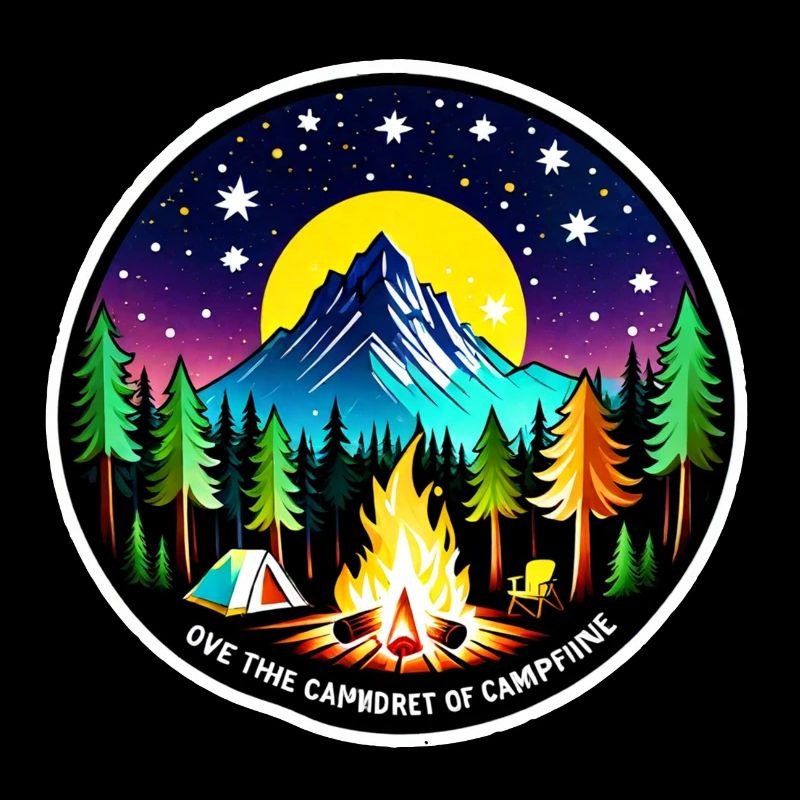camping, tente et feu de camp