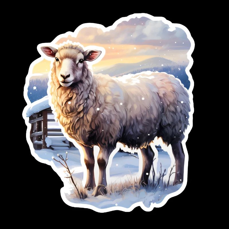 Moutons dans la neige