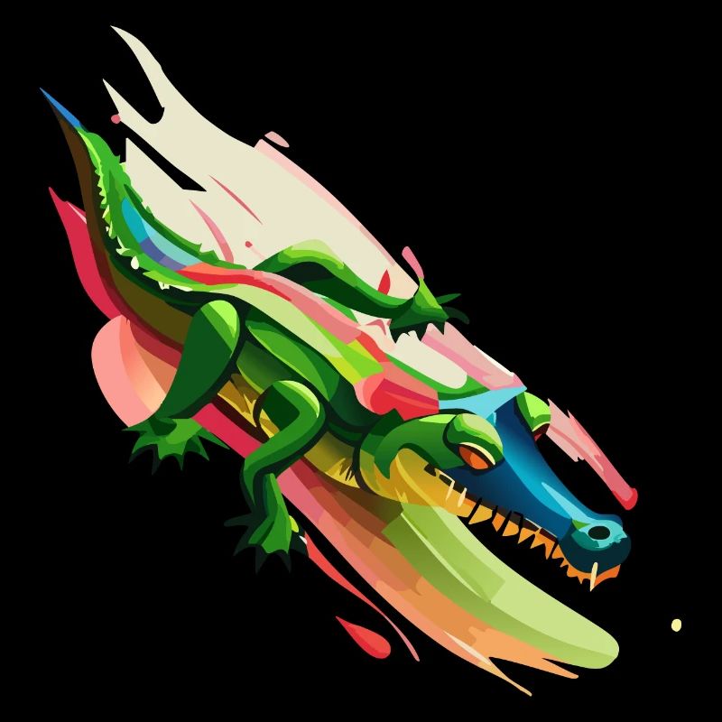 Krokodil surft auf Farbe