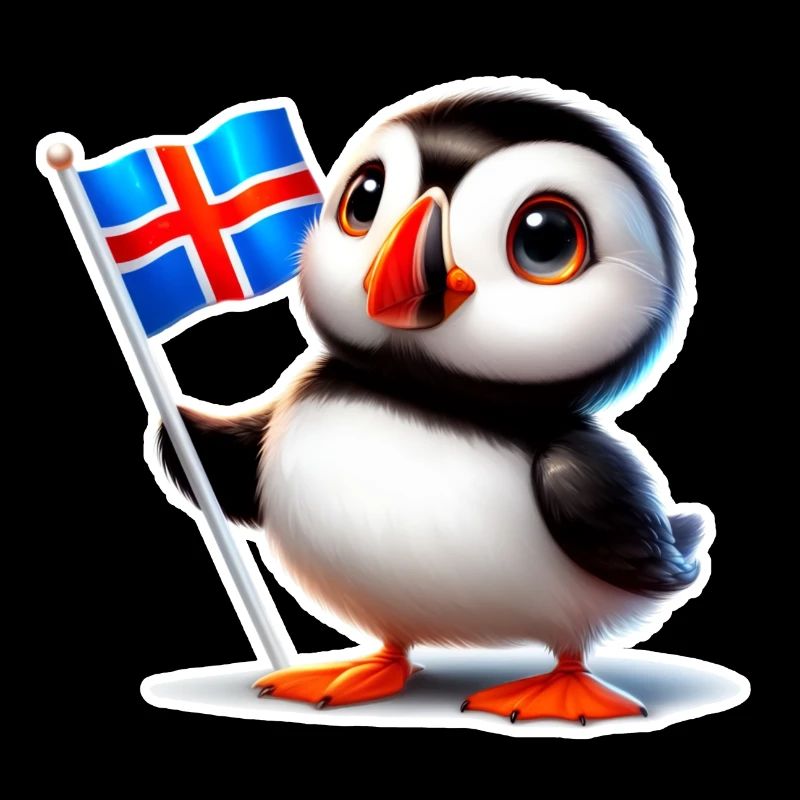 Macareux mignon avec drapeau islandais