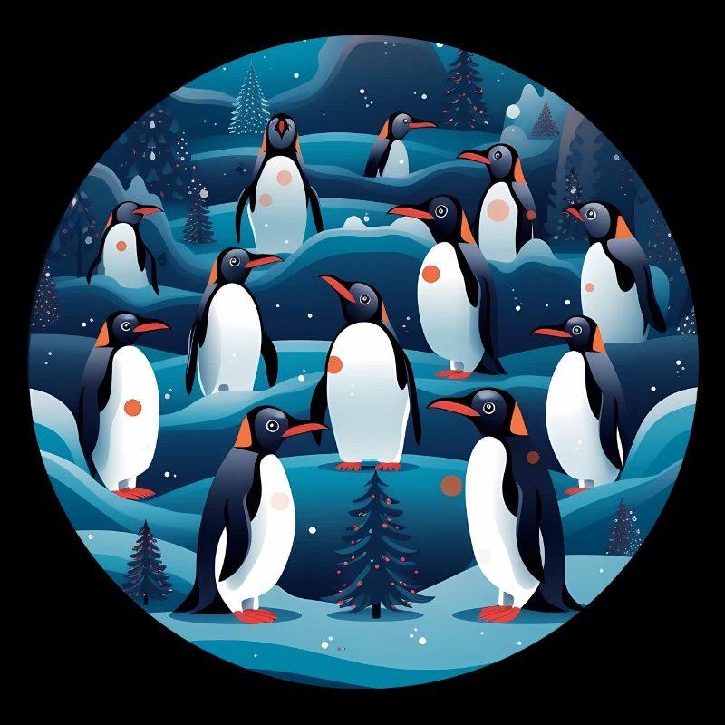 Pinguin im Ornament, Liebespinguine
