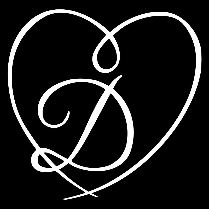 Letter D Calligraphy Heart