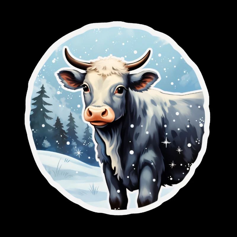 Rind auf winterlicher Alm