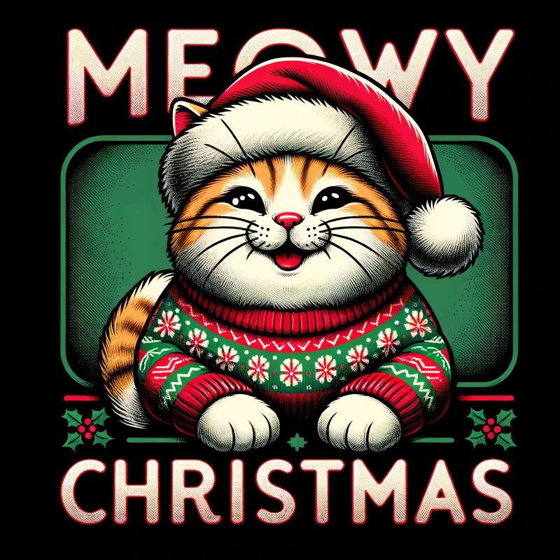 Weihnachtspullover mit Weihnachtskatze