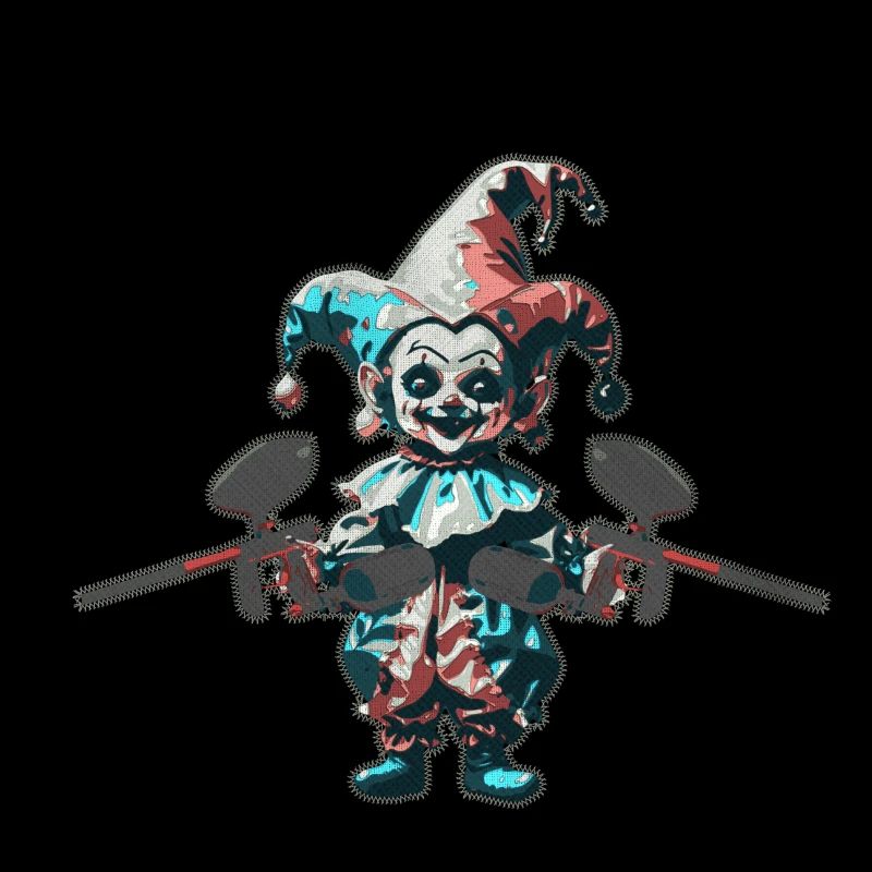 Embroydyred paintballing horror jester print