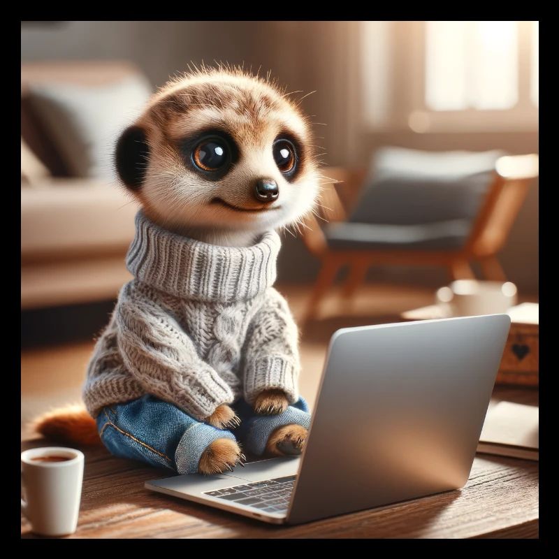 Laptop mit Erdmännchen