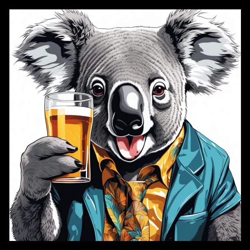 Cute koala offers beer