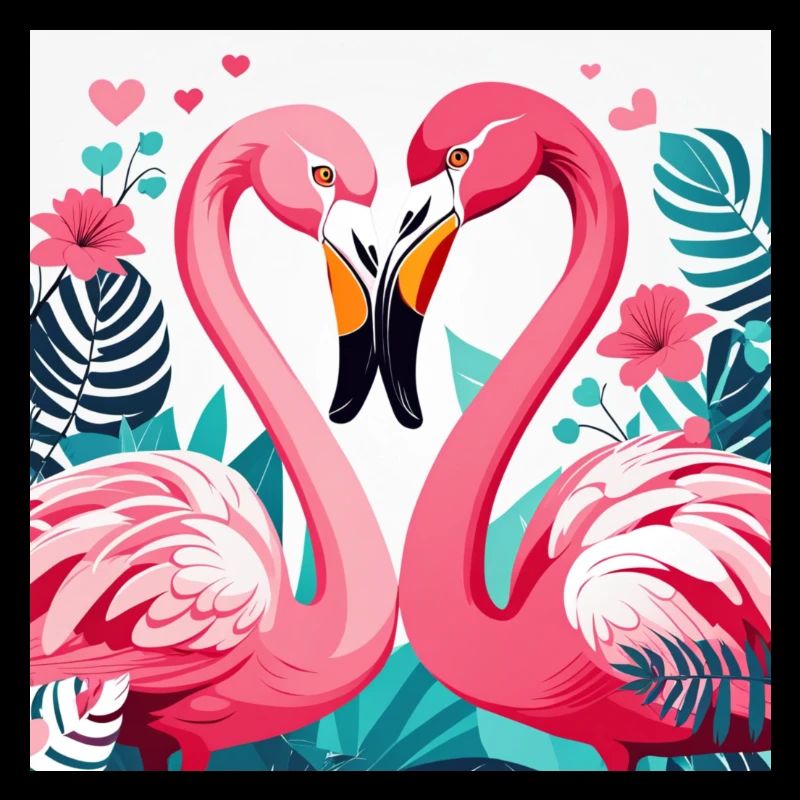 Flamants roses amoureux.