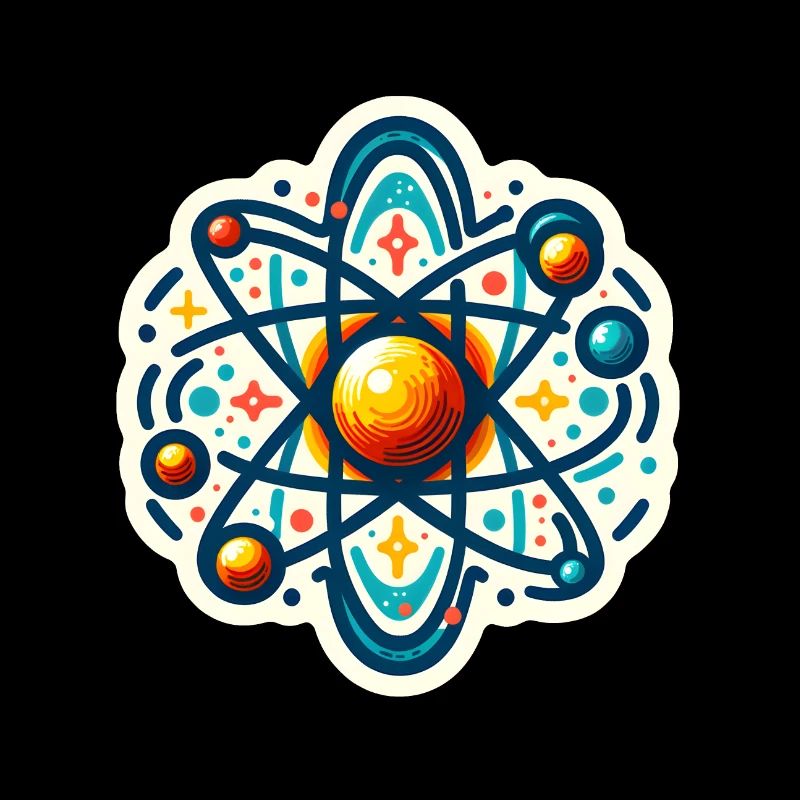 Quanten-Physik Sticker, künstlerisches Atom-Modell
