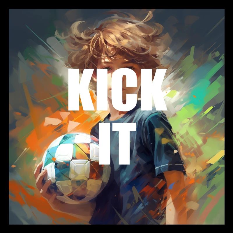 Kick It - Cool Soccer Player Design for Boys