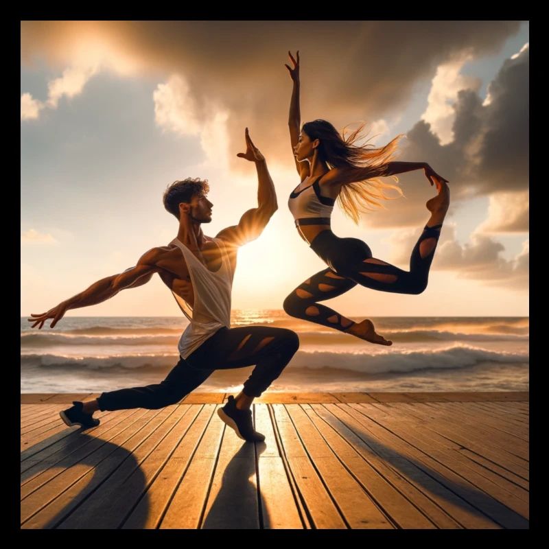 Crazy Brazilian Zouk couple dancing on the beach