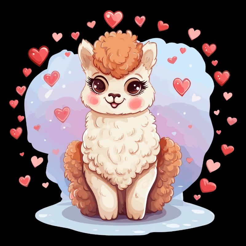 Alpaca with hearts