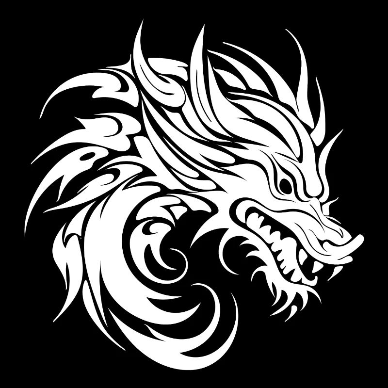 hissing tattoo style dragon head