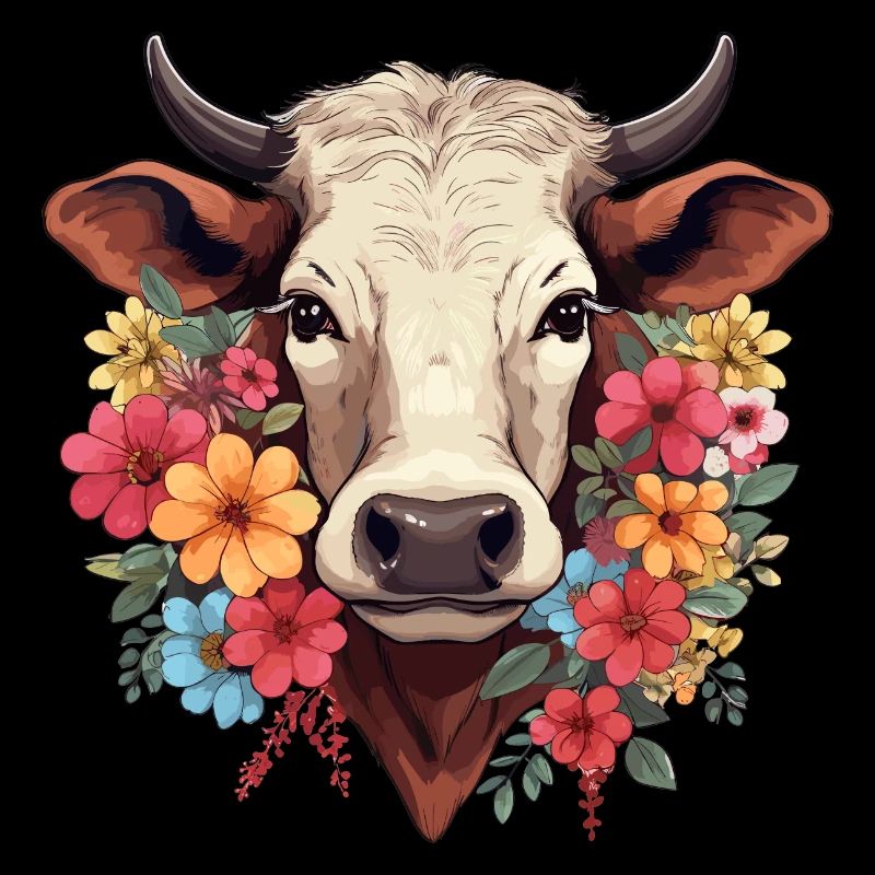 Vache avec des fleurs