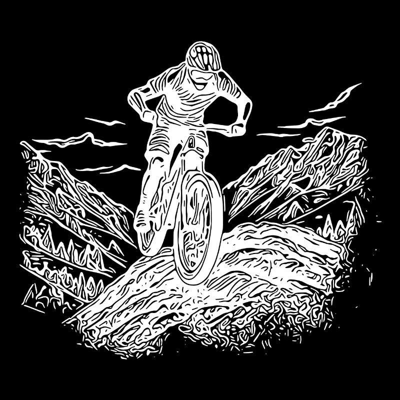 Lonely mountain biker ascent