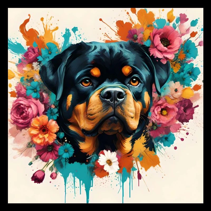 Rottweiler, fleurs