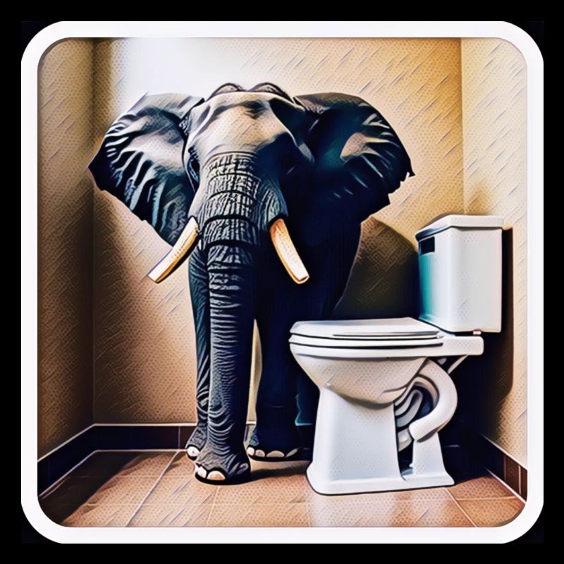 Éléphant debout dans les toilettes