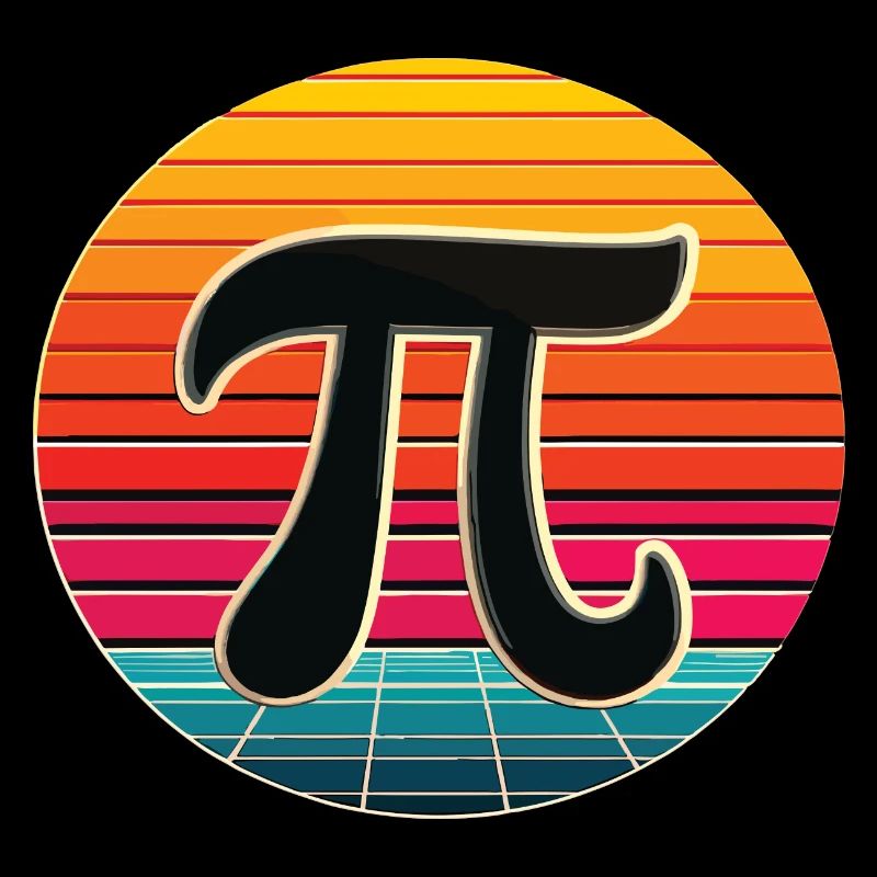 Pi Day Retro Sunset Logo
