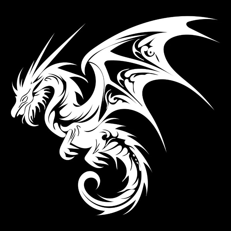 Flying dragon in tattoo style