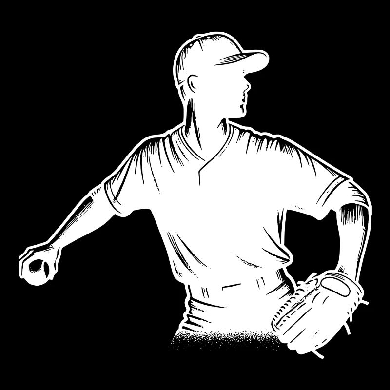 Baseball player with ball and baseball glove