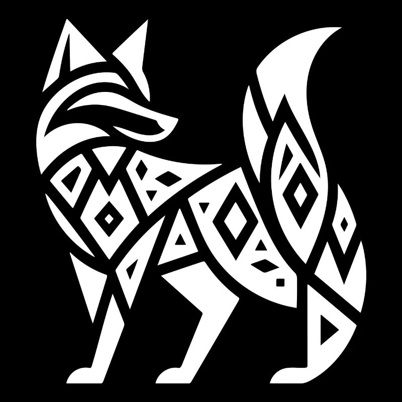 Renard élégant dans le style de tatouage tribal