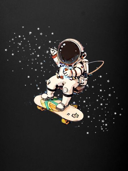 astronaut,skateboard,stars,skater,comic,illu