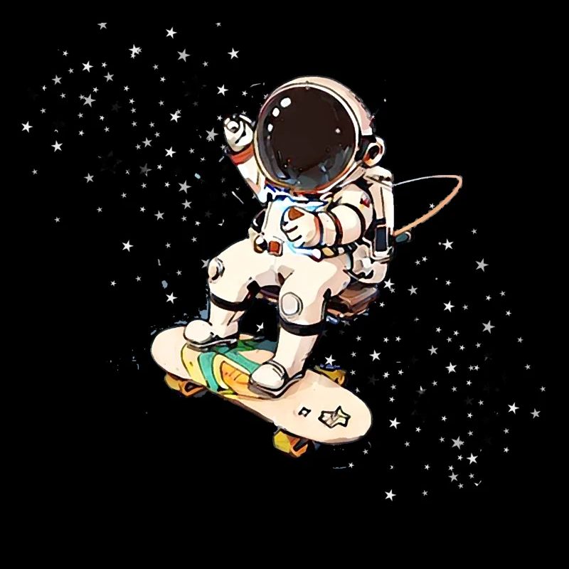 astronaut,skateboard,stars,skater,comic,illu