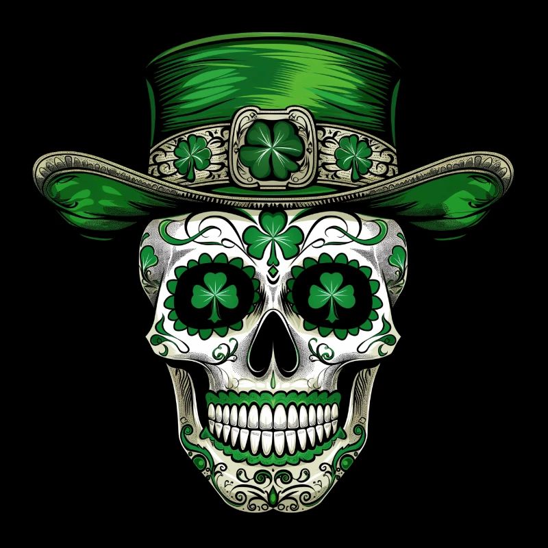 Sugar Skull St Patricks day Shamrock