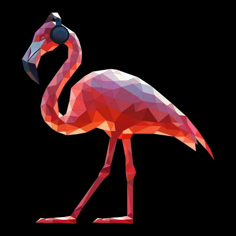 Low Polygon Flamingo Kopfhörer Sommer Style