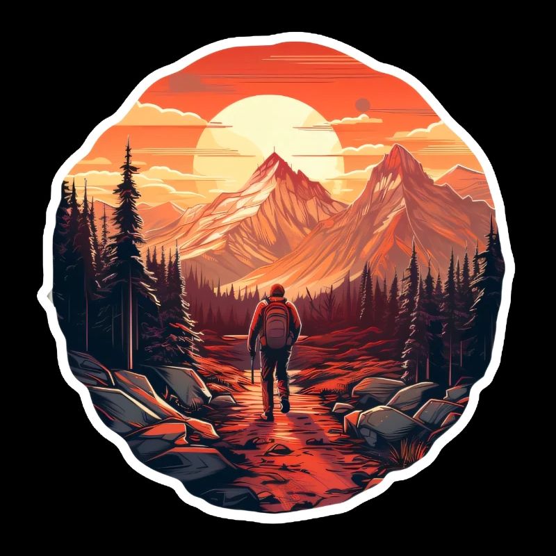 Randonnée au coucher du soleil dans les montagnes