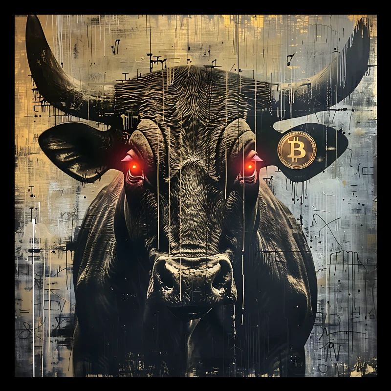 Bitcoin Stier mit Laseraugen