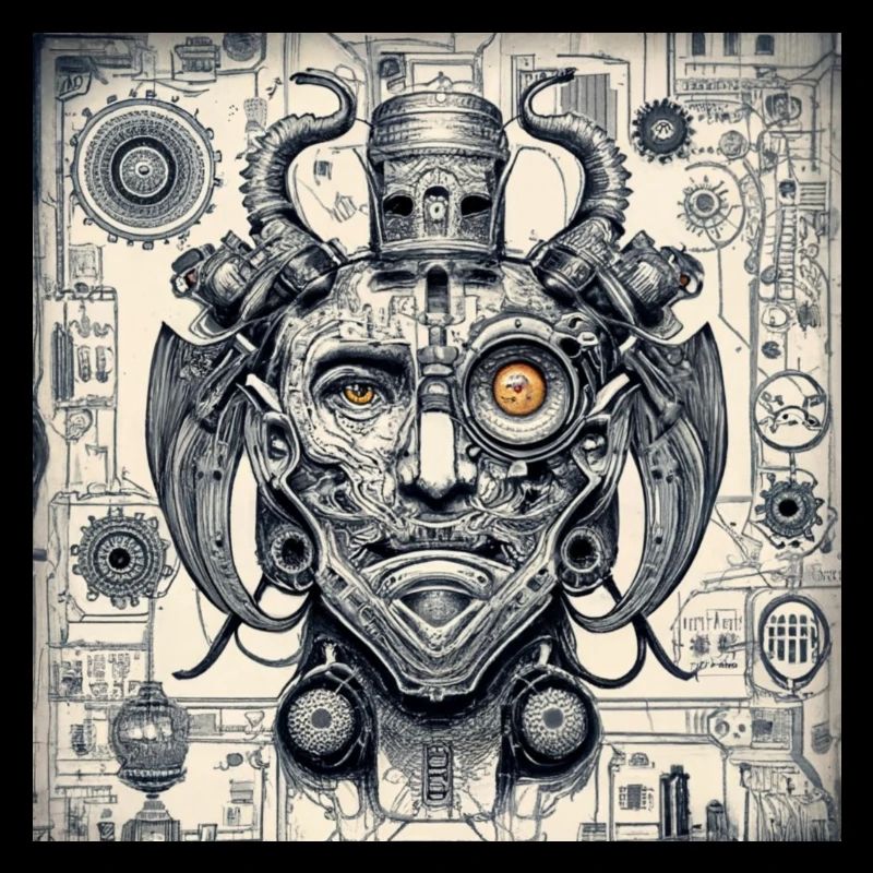 Cyborg im Dämonenstil, Steampunk, Cyberpunk
