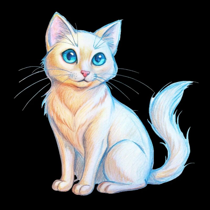 cat hand drawn pencil