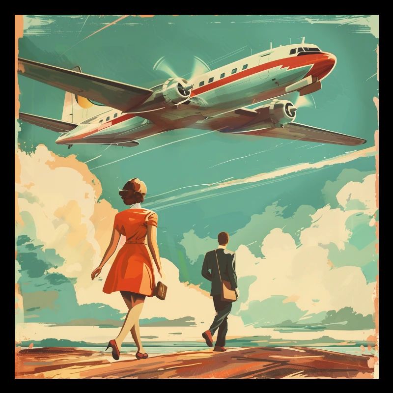 Publicité vintage d’une compagnie aérienne (fictive)