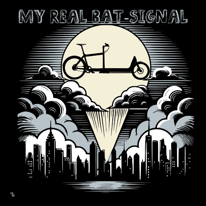 Vélo cargo dans le style Bat-Signal, vélo cargo