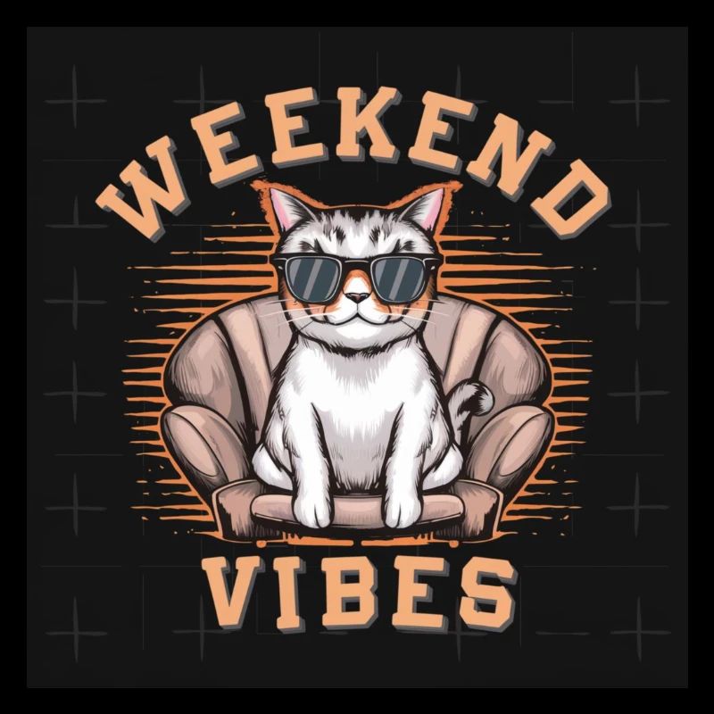 design de chat avec lunettes vibes week end