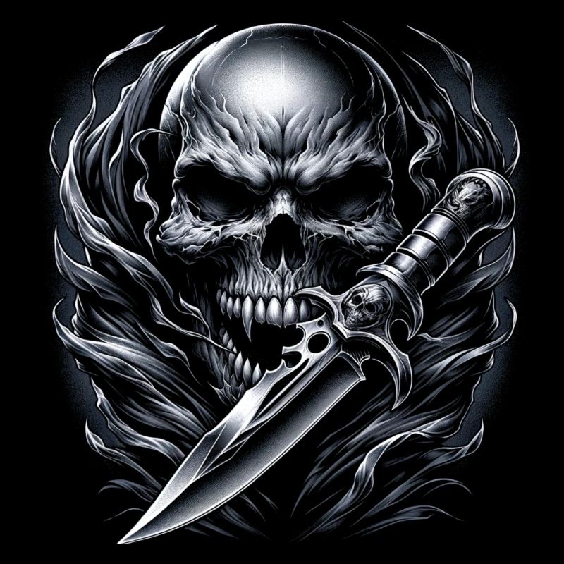 Skull with Knife