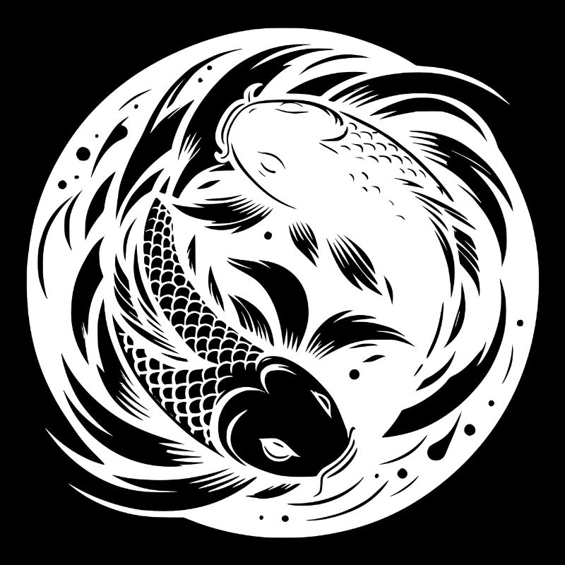 Koi Carp Yoga Circle Yin and Yang Style