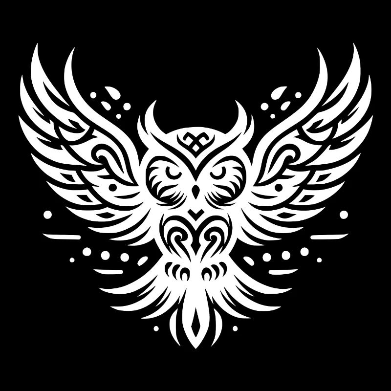 Hibou volant dans le style de tatouage