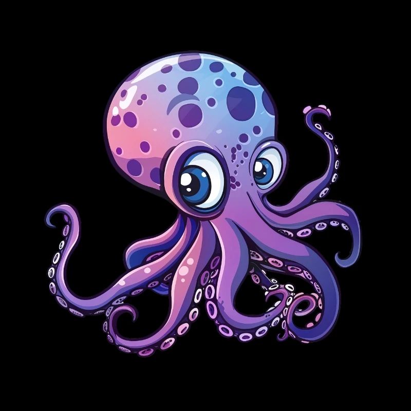 Cute Purple Octopus with Big Eyes
