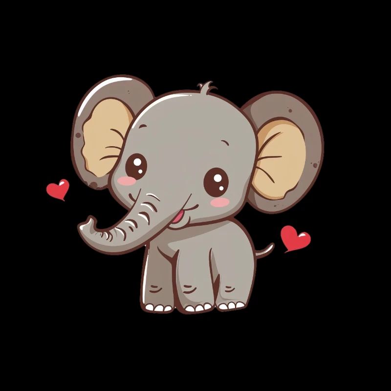 Cute elephant with hearts
