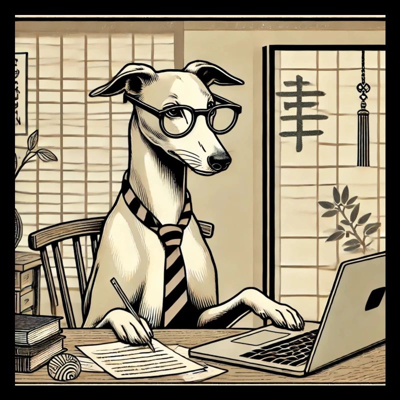 Japan Ukijo e Stil Schreibtisch Windhund