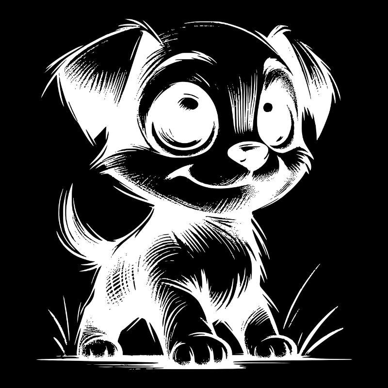 Mignon petit chien dessin avec de grands yeux