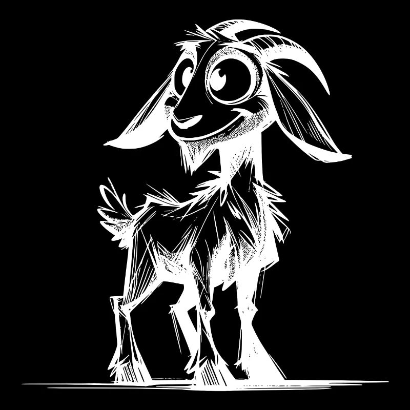 Goat Big Eyes Grinning Goat Sketch