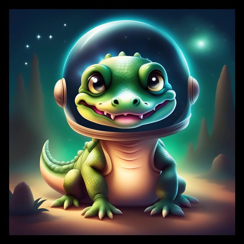 Bébé crocodile dans l’espace