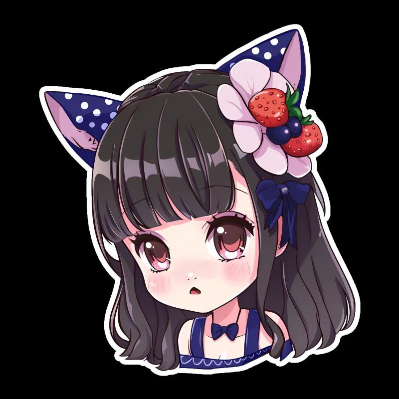 Sommer Beeren Anime Mädchen Kawaii
