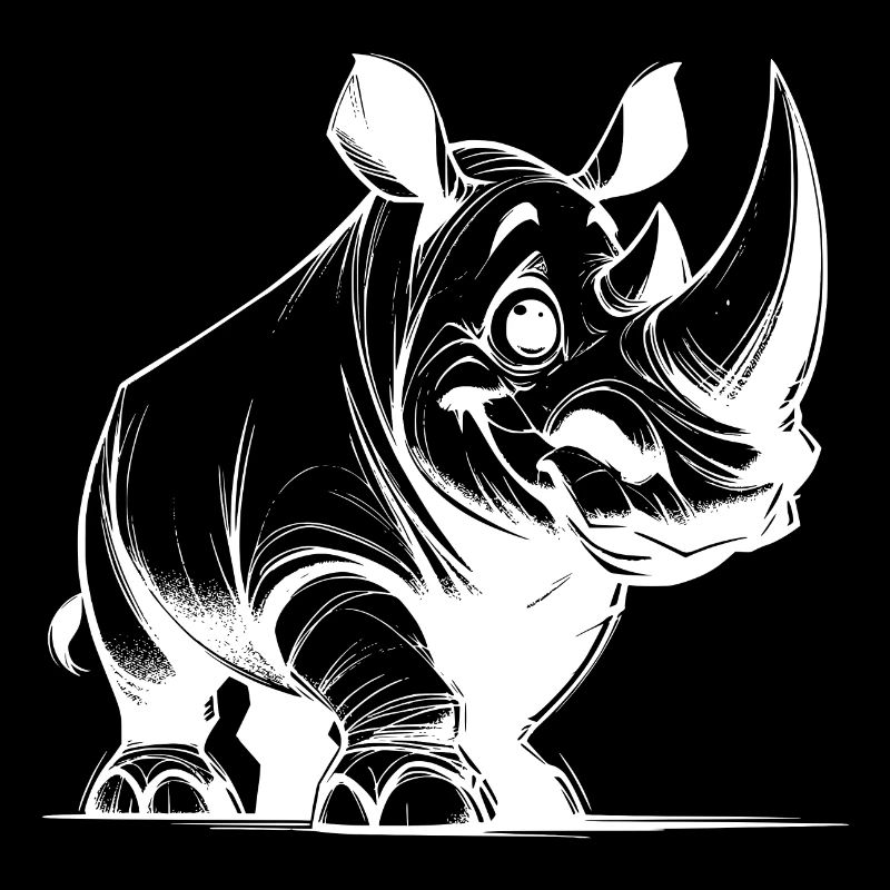 Grinning Rhinoceros Stroke Drawing Sketch