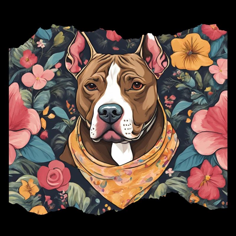 pitbull et fleurs