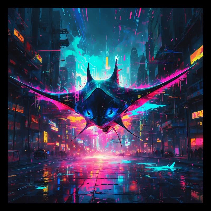 Neon Manta Rays